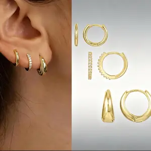 3-Piece Gold Hoop Earrings Set | Minimal Huggie Hoops