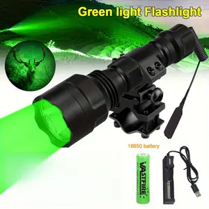 Green Light Flashlight 350 Lumens Ultra Long Range with Remote Switch Rechargeable Battery for Night Hunting Fishing Camping Beekeeping