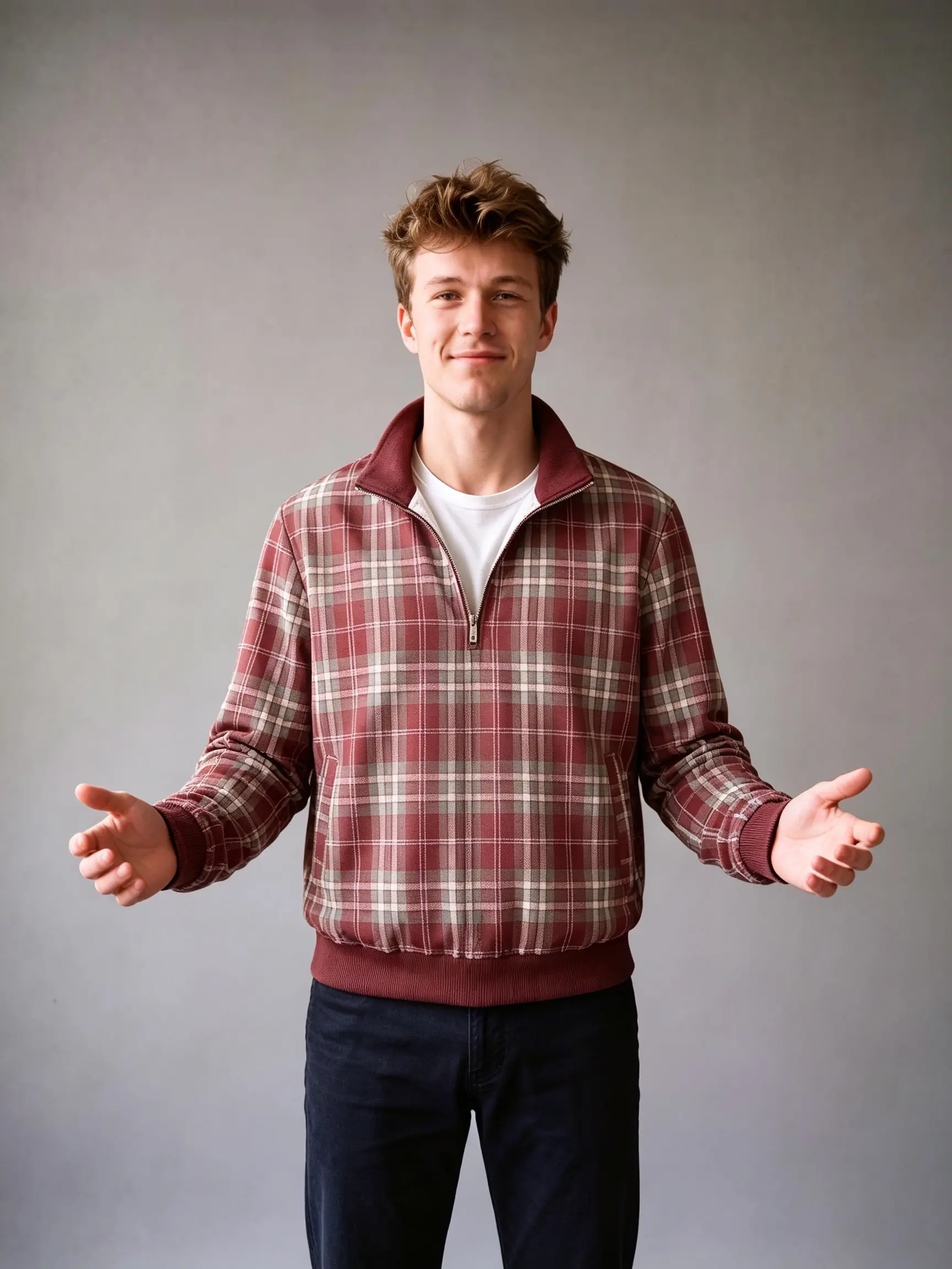 Men’s Stylish Retro Checkered Quarter-Zip Harrington Coat - Menswear, Ribbed Collar & Cuffs, Long Sleeve Casual Lightweight Pullover Jacket, Coats, Tops, Plaid, Bomber, Vibe, Checked, Longsleeves, Grid