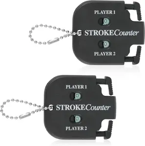 2 count Golf Stroke Counter, Mini Golf Ball Shot Clicker Counter Black Golf Score Keeper Swing Scoreboard Accessories with Dial Reset Tool Key Chain for Different Kinds of Competitions and