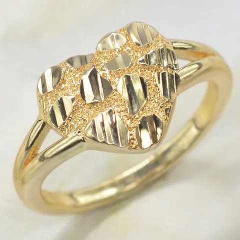 Elegant Heart Geometric Texture Floral Ring, Fashion Rings, 14k Gold Plated Fashion Jewelry for Women, Perfect Gift for Valentine's Day Mother's Day Birthday Party
