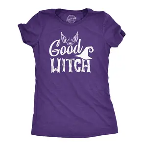 Womens Good Witch T Shirt Funny Halloween Movie Tee for Ladies Funny Womens T Shirts Cute Vintage Fashion Casual Ladies T-Shirt Gift Halloween Tops for Women Funny Movie Top Women's Novelty Tees Purple