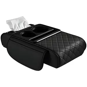 Car Armrest Height Cushion - MultifunctionalCar Tissue Box - Center Armrest Storage Boxwith Cup Holder - Auto Parts - Car InteriorDecoration
