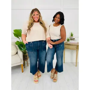 Judy Blue Easy Upgrade Wide Leg Cropped Jeans