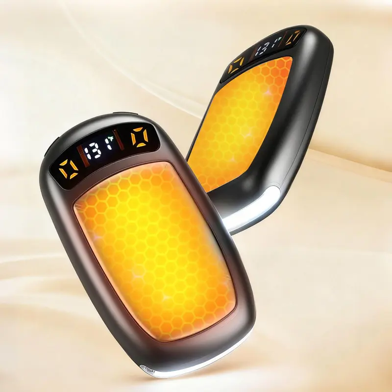 2-Pack Rechargeable Magnetic Pocket Hand Warmers - Double-Sided Heating, Digital Display, COB Light, USB-C Fast Charging, 12H Long-Lasting Warmth, 1.85cm, Emergency Tool, Ready for Camping, Hiking, Skiing, Outdoor Walks, Winter Gifts for Family & Friends