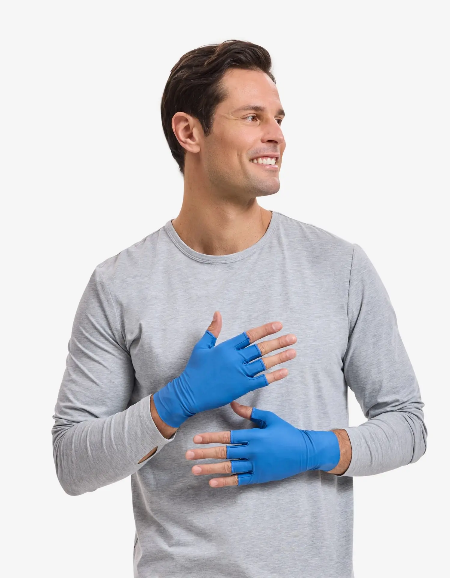 UPF 50+ Sun Gloves, Comfortable Open-Finger Design with Non-Slip Silicone Palm for Driving and Outdoor Sun Protection, Fingerless Sports Gloves, Adults, Open Fingers, Discreet Middle-Finger Tab