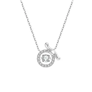 SANRIO Cinnamoroll Beating Heart Necklace Living Charm - Elegant Silver Chain Pendant with Sparkling Detailing for Women