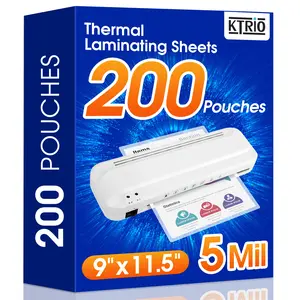 KTRIO 200 Pack Laminating Sheets 5 Mil, Hold 8.5 x 11 Inches Laminate Sheets, 9 x 11.5 Thermal Laminating Pouches for Laminator, Clear Lamination Sheets Paper, Letter Size, Office School Home Supplies