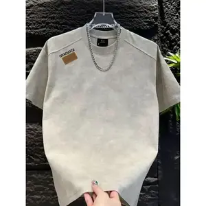 Men's Half Sleeve 2025 Summer Simplicity Letter Embroidery T-shirt Online Red Tide Ins Tie-Dye Casual Short-Sleeved Top(Sheet)