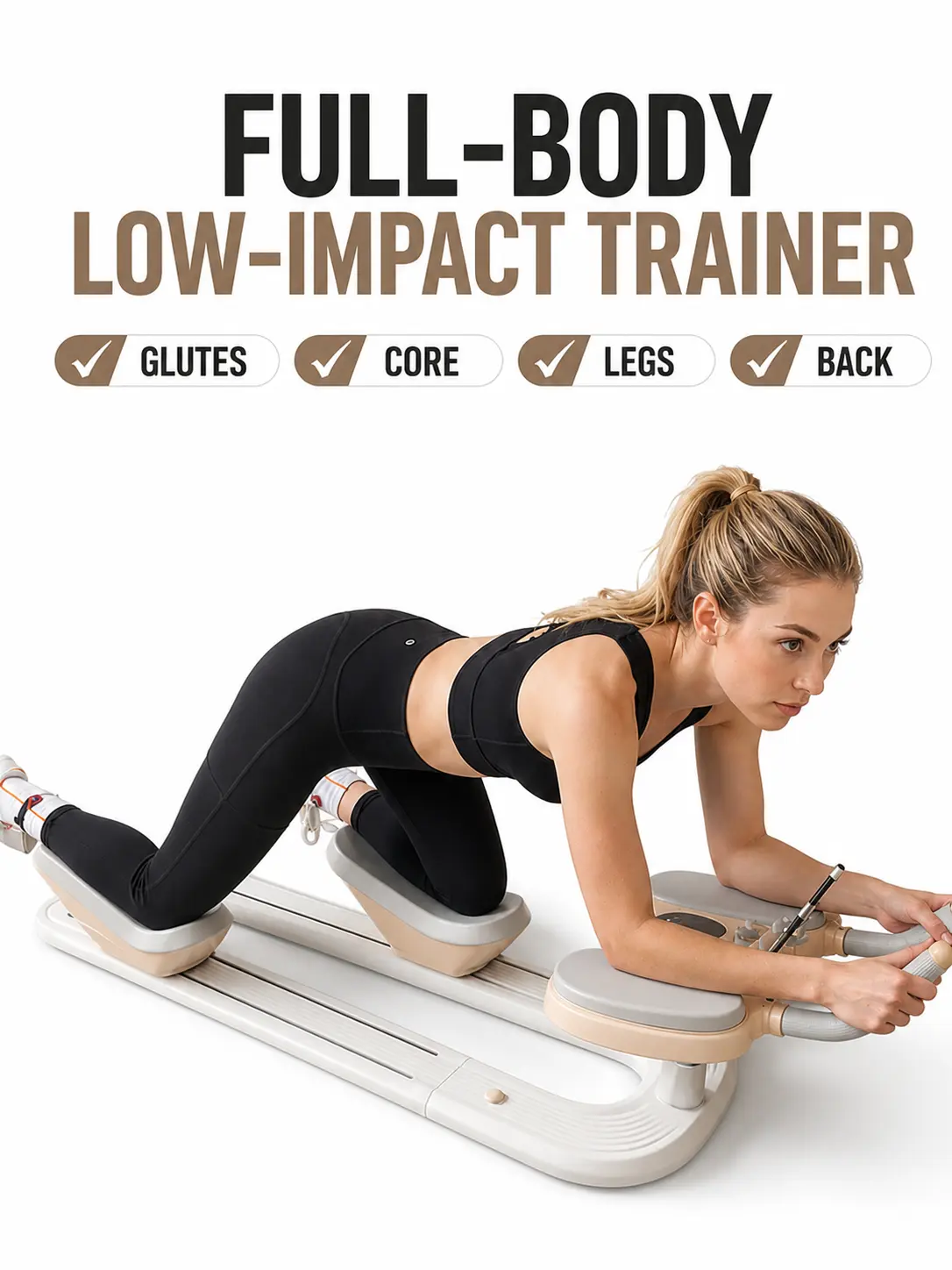 Unisex Ab Workout Machine for Home - Adjustable Core Trainer with Sliding Pads, Quiet Abdominal Fitness Equipment with Phone Holder, 220lb Capacity Full Body Strength Training Gear