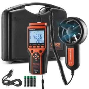 Summervibes VEVOR Portable Anemometer Split Design, Temp Range 14-140, LED Screen Digital Air Speed Temperature Meter, Wind Chill Velocity Measurement, Ideal for Sailing, Surfing, Flying, HVAC
