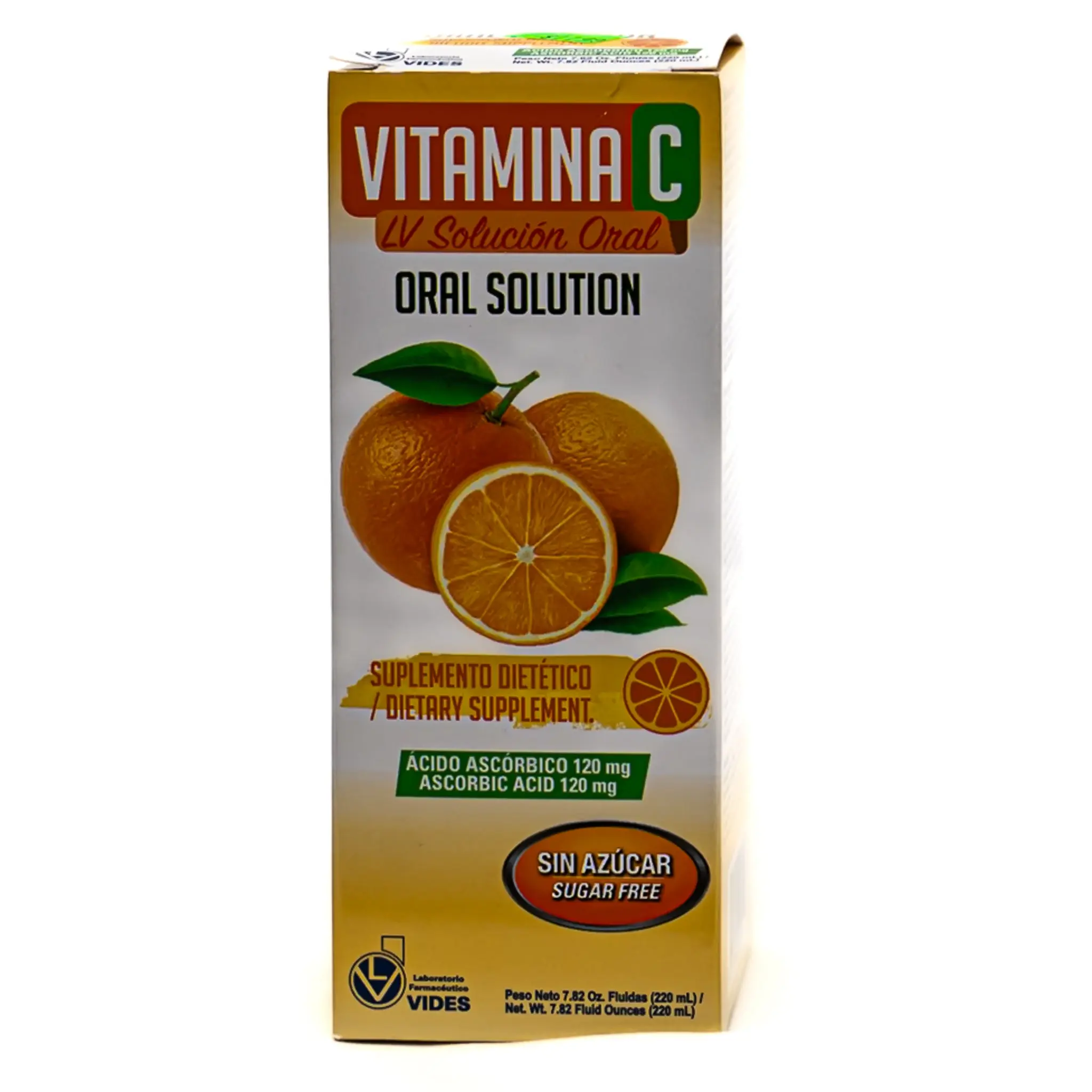 Sugar-Free Ascorbic Acid (Vitamin C) Liquid Oral Solution, 220ml Dietary Supplement for Immune Support, Energy Boost for Adults & Children (All Ages)
