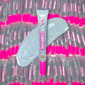 HOLOGRAPHIC GLITTER GLOSS Smooth Hydrating Jumbo Long Squeeze Tube Lipgloss - Pink Tube with Glitter Finish - Makeup, Lipstick