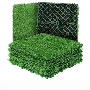 6 pieces of suspended lawns - DIY movable and freely connectable floor. Artificial synthetic grass lawn, spring green plants, combined grass panels. Suspended grass surfaces indoors and outdoors. Outdoor paving, plastic green grass mats.