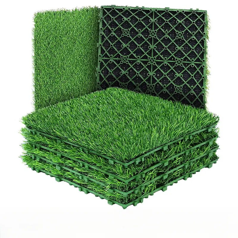 6 pieces of suspended lawns - DIY movable and freely connectable floor. Artificial synthetic grass lawn, Fake Grass, spring green plants, combined grass panels. Suspended grass surfaces indoors and outdoors. Outdoor paving, plastic green grass mats.