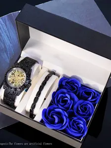 Men's New Wormhole Concept Mechanical Watch, Full Automatic Hollow Trendy Steel Band, Waterproof Night Light, Gift Box Set