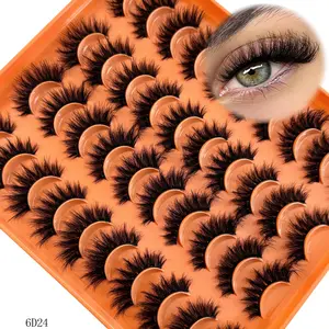 20 Pairs Fluffy Artificial Mink Eyelashes, Fine False Lashes, Dense Multi-Layered Curled 3D Natural Fake Eyelashes for Beginners, Makeup