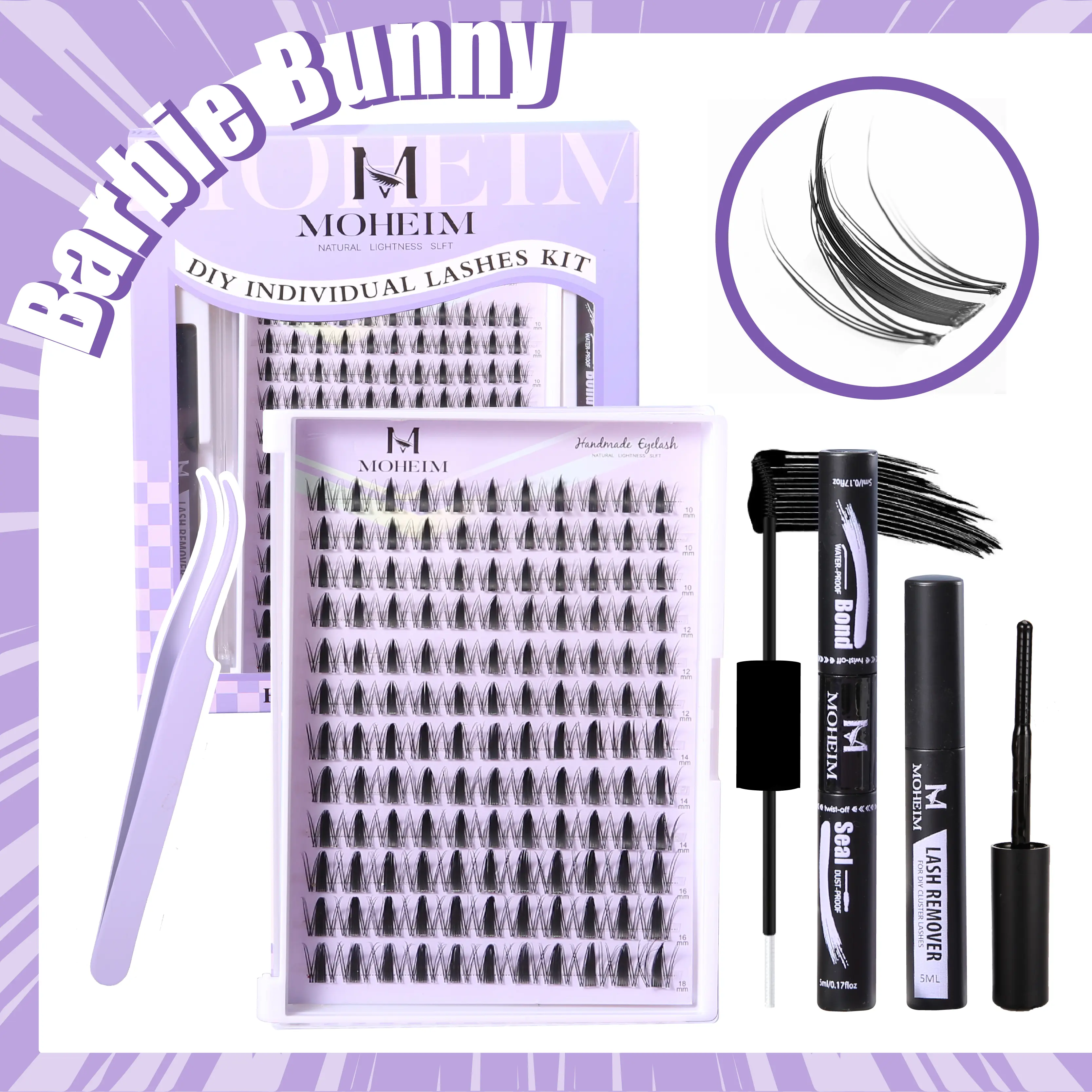MOHEIM Lashes Fairy Lashes Cluster D Curl 132 Pcs Individual Lash Clusters False Eyelashes Extension Natural Look Beginner Friendly Bond Seal Remover Ultra-Thin Band Makeup 10-18mm Manga Anime