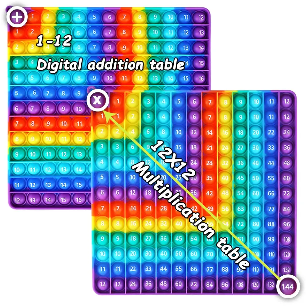 Math Fidget Poppy Toy for Kids, Multiplication & Addition Practice, Educational Learning Tool, Square Best Gift for Halloween & Christmas