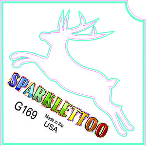 212 MAIN Ruby Red Glitter Tattoo Stencils - G169-2, 1.5x2.3x2.3 in, 2-Ply Reindeer Design, FDA Safe, Glitter Finish, Pack of 100, Men's Special Occasion Costume Accessory, Tattoo Stencil