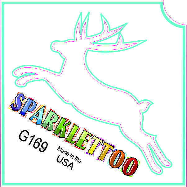 212 MAIN G169-2 Ruby Red Glitter Tattoo Stencils - 1.5x2.3x2.3 in, 2-Ply Reindeer Design, FDA Safe, 100-Pack, Men's Special Occasion Costume Accessory, Tattoo Stencil