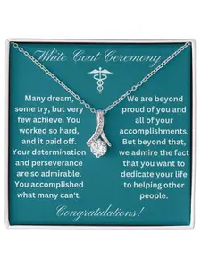 White Coat Ceremony Necklace V-shaped Pendant Necklace with Card and Gift Box Medical School Graduation Necklace