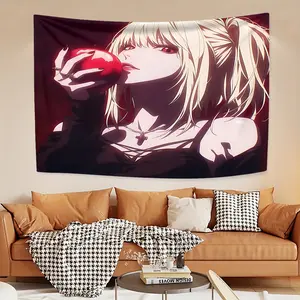 Misa Amane design peach skin velvet tapestry, suitable for study, window, leisure area wall decoration, San Juan Festival, Tapestry Wall Hanging
