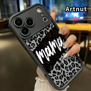 Compatible for iPhone 17 Pro Max Air Promax Case Western MAMA Letter Leopard Print Pattern TPU Silicone Raised Edges Camera Protection Phone Cover for Girl