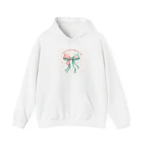 Women's hope and awareness, symbolized by the ribbon motif and positive message Graphic Hoodie - Long Sleeve Pullover Regular Fit | Soft & Breathable Fabric, Durable Print, Everyday Comfort, Machine Washable, cute and whimsical illustration with pastel
