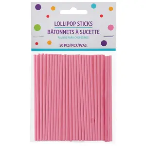 Pink Lollipop Sticks - 50 Pack Pink Lollipop Sticks - 50 Pack