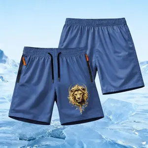 Men’s King Lion Graphic Shorts Lightweight Quick Dry Athletic Shorts – Powerful Lion Print Running Shorts with Zipper Pockets, Elastic Waist Drawstring, Breathable Workout Shorts for Fitness, Street Style, Summer Outfit
