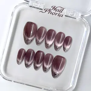 NailPhoria FROST AMETHYST - Handmade Press-On Nails | Reusable, Salon-Quality, Long-Lasting, Glossy Design