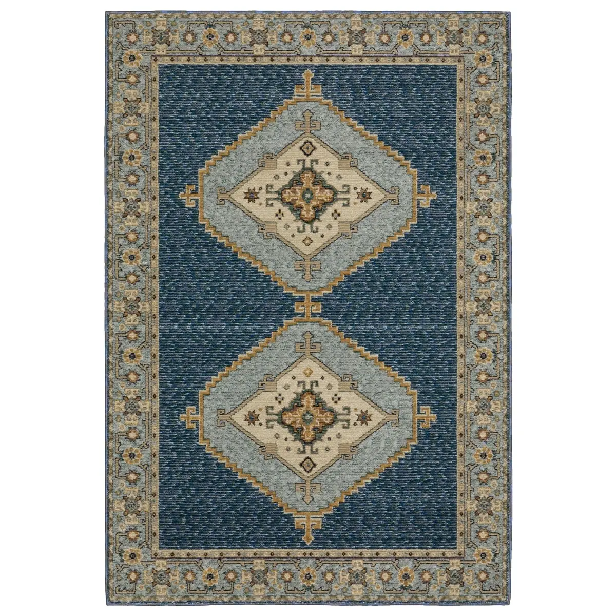 Sphinx by Oriental Weavers A2430A058100ST Traditional 1' 10" x 3' 2" Rectangle Shaped Area Rug, Andorra 2430A Power Loomed Casual Blue Household Textile Carpet