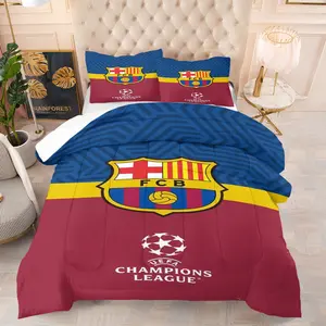 Barcelona Football Club Comforter Set (Includes 1 Quilt And 1-2 Pillowcases), Bedding, Suitable For Bedroom Exclusive Decoration For Teenagers And Adults, Soft Bedding Sets