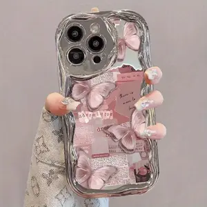 Butterfly Pattern Phone Case with Lanyard, Decorative Protective Phone Protector Cover, Mobile Phone Cover, Phone Accessories Compatible with iPhone 16 15 14 13 12 11 Plus Pro Max Series, Casing, Cellphone, Phone Decoration