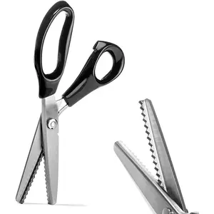 Pinking Shears, Stainless Steel Dressmaking Scissors, Serrated and Scalloped Blades, Professional Sewing Craft Cut Tailor Zig-Zag Tool, Fabric Decoration Comfort Grip Soft Handheld (Serrated 3mm)