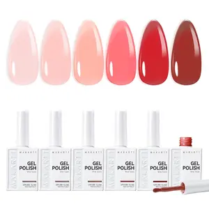 Makartt Gel Nail Polish Set Nude15ml One N'Done, 6 Colors Gel Polish Soak Off High-Gloss Brown, Salon-Grade UV Nail Art Manicure DIY Salon Home