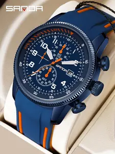 Men's Business Fashion Calendar Triple Eye Six Needle Quartz Waterproof Watch, Trendy All-match & Exquisite Watch for Birthday Gift with Box