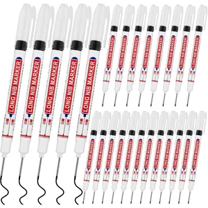 20 count Long  Deep Hole Marker Pens,20mm Long Nib Marker,Longs Nose Markers, Construction Markers Marking Tool,Permanent Markers Carpenter Ink marker Pens,Metal marking Pens,Black