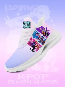 Men's Demonn Hunters Cool Cartoon Character Print Sneakers, Unique Anime Pattern Streetwear Sport Couple Shoes, Lightweight Breathable Casual Fashion Soft Sole Shoes for Party, Daily Wear and Gift, Graphic Print Sneakers