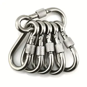 10 pieces of iron galvanized hooks with screw spring buckles, outdoor climbing buckles, connection rings, pet chain hooks, ring buckles, heavy-duty spring hooks, suitable for camping, hiking, hammocks, gyms, outdoor activities - metal screw doors for safe