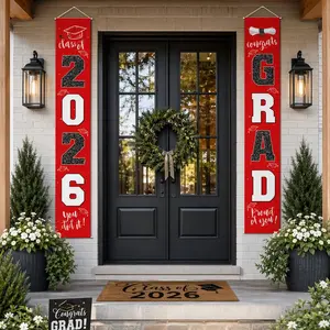 Graduation Decorations 2026 – Class of 2026 Congrats Grad Banner, Blue & Silver Porch Sign, Graduation Party Supplies, Easy Setup Decor Must-Have, Graduation Celebration & Gift Idea
