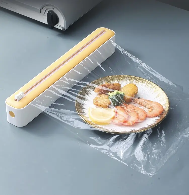 Plastic Wrap Dispenser, Cling Film Cutter Wall Mounted Adjustable Cling Film Cutting Box，Tin Aluminum Foil Dispenser With Cutter,Magnetic Plastic Wrap Dispenser