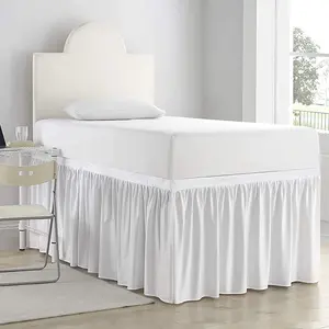 Dorm Room Bed Skirt - College Dorm Bed Skirt - Twin XL, Extra Long - 36 Inch Drop - 100% Microfiber - White