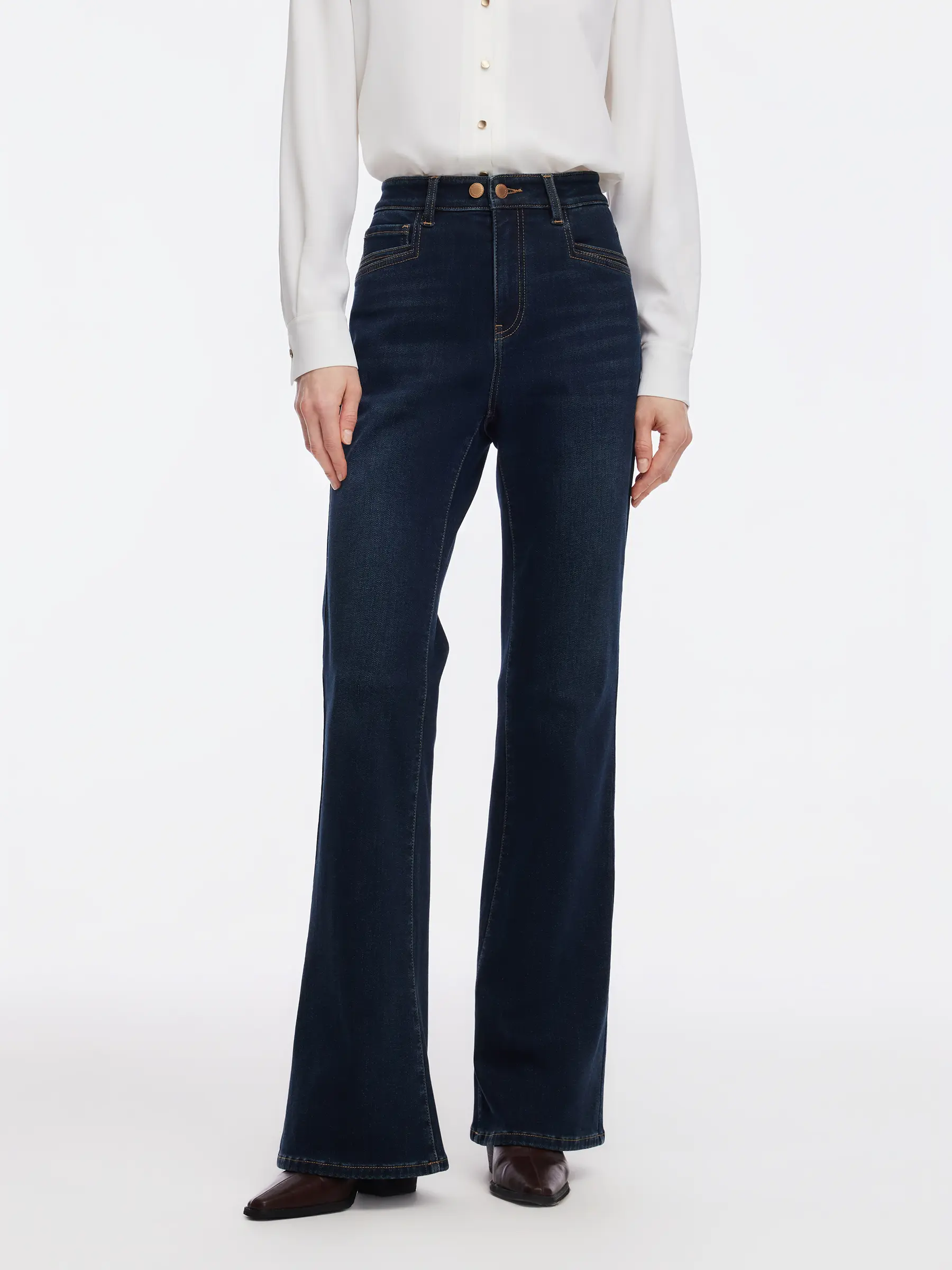 Denim Fleece Lined Women Flared Jeans