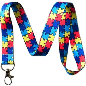 Execucat Lanyard - Autism Awareness Puzzle Pieces - ID Badge Holder & Keychain