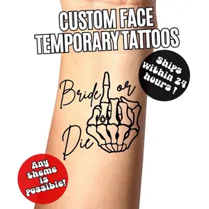 Bachelorette Custom Face Temporary Tattoos Bridal Shower Favors Bride or Die Personalized Fake Tattoos Gifts for Parties