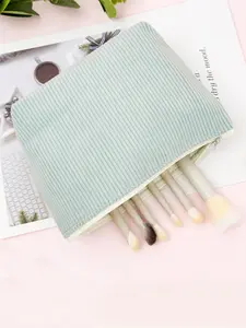 Unisex Corduroy Makeup Bag, Lightweight Portable Handheld Cosmetic Pouch Organizer, Suitable for Daily Use, Travel, Home Storage, Cosmetics Bag