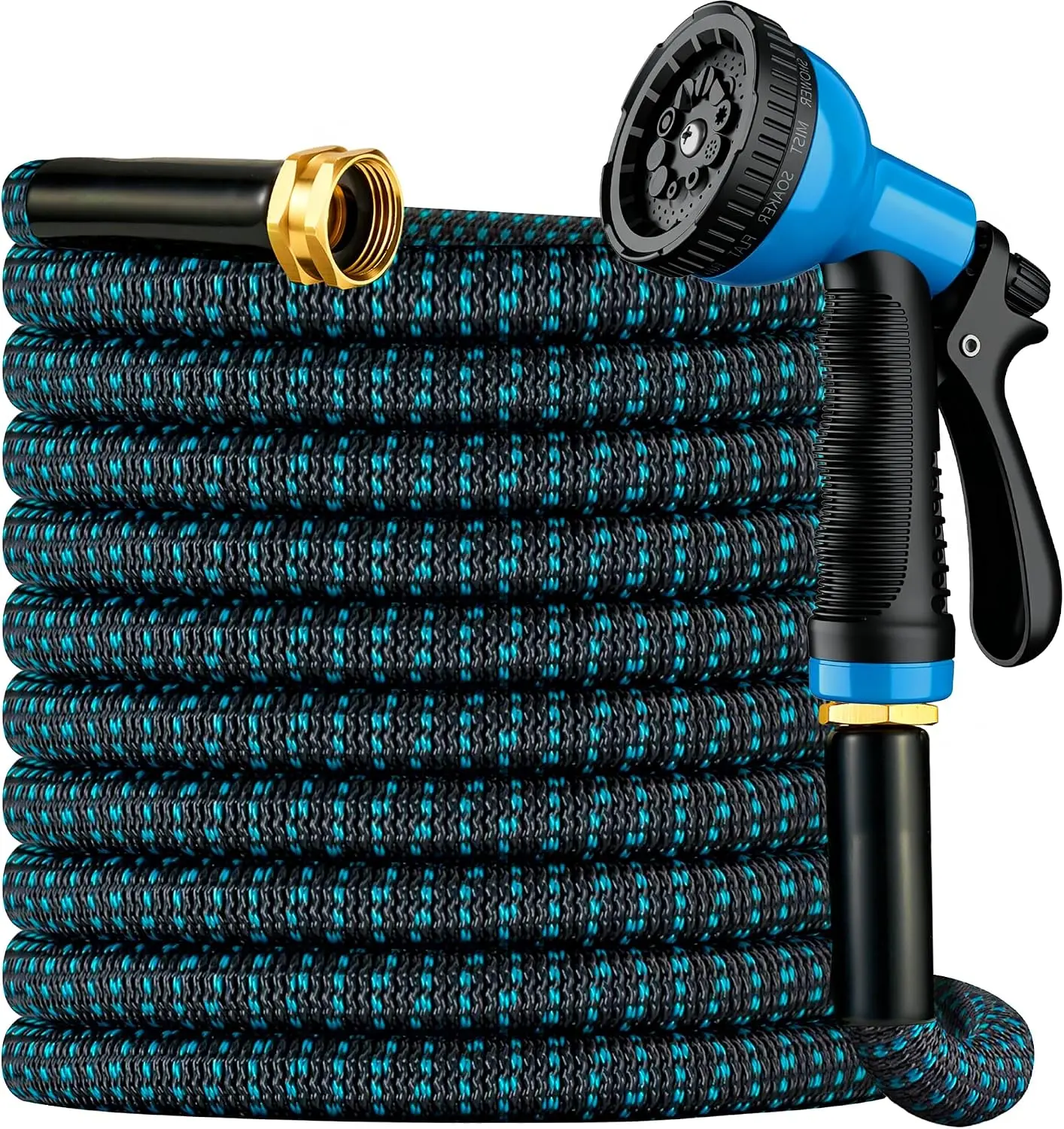 Expandable Garden Hose 50ft, 3750D Heavy Duty Retractable Water Hose with 10-Function Spray Nozzle, Kink-Free Flexible Lightweight Hose for Yard, Lawn, Car Wash & Outdoor Cleaning