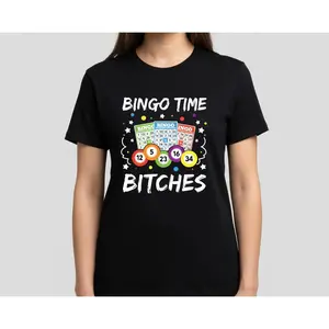 Bingo Times Bitches Graphic Tee, Funny Slogan for Bingo Lovers, Ideal Gift for Bingo Players & Betting Games Fans, Crazy Lady Bingo Style, Unisex, Comfortable, All‑Season Wear
